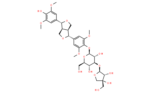 (-)-丁香树脂酚-4-O-β-D-呋喃芹糖基-(1→2)-β-D-吡喃葡萄糖苷 标准品