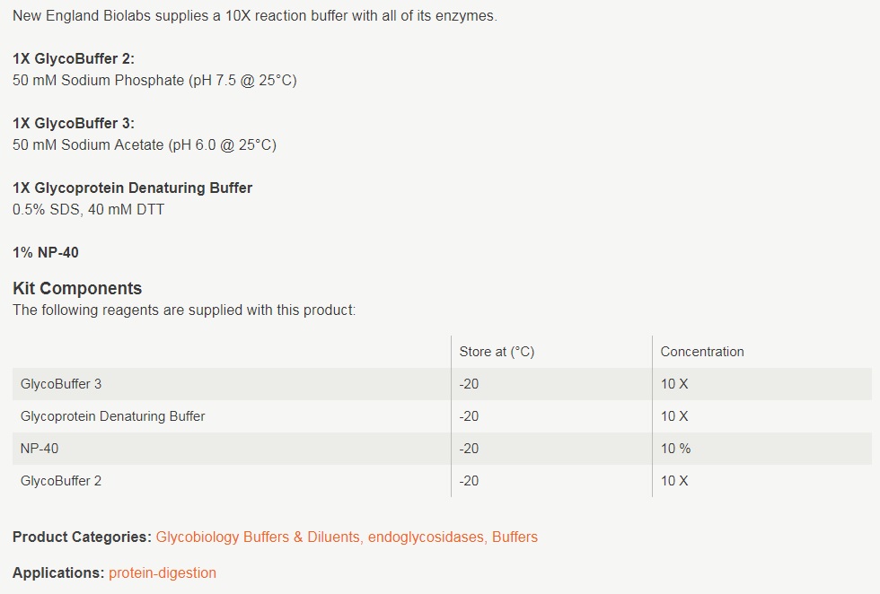 Endoglycosidase Reaction Buffer Pack                               #B0701S 4 ml