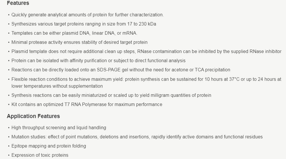 NEBExpress™ Cell-free E. coli Protein Synthesis System                               #E5360L 100 rxns