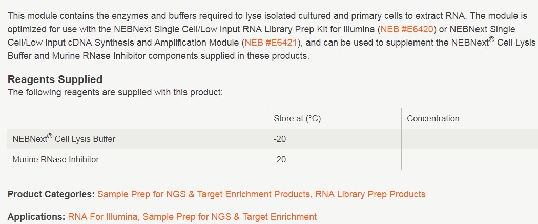 NEBNext® Single Cell Lysis Module                               #E5530S 96 reactions